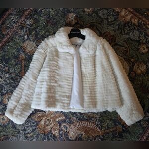Real Feathered White Rabbit Fur Vintage Jacket